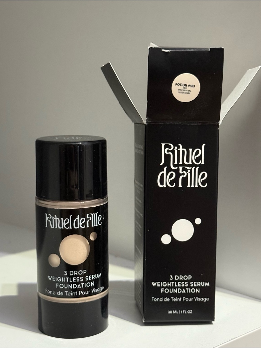 New w/ box Rituel de Fille 3 Drop Weightless Serum Foundation shade 105 (fair)